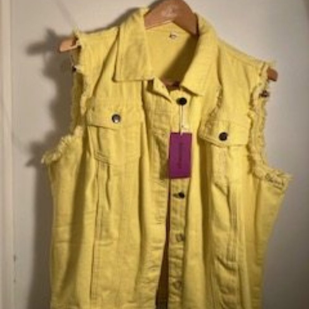 Yellow Denim Vest NWT women's XXL